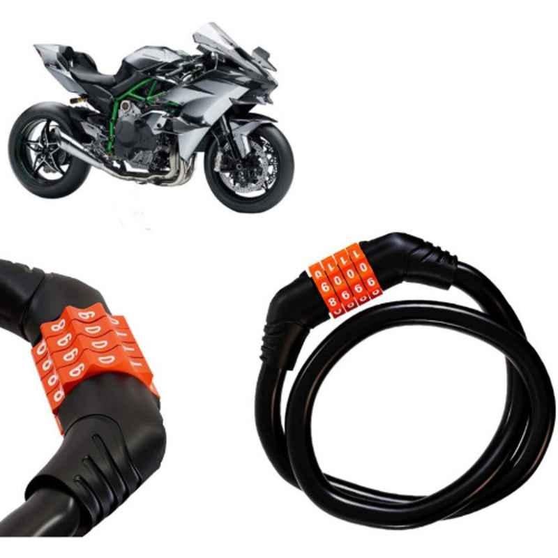 Auto Pearl Black & Orange 4 Digit Anti-Theft Combination Number Lock for Ninja H2R
