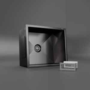 Lorazzo Lustr 21x18 inch Stainless Steel 304 Gun Metal Black Single Bowl Kitchen Sink, LRZSSB0251S01