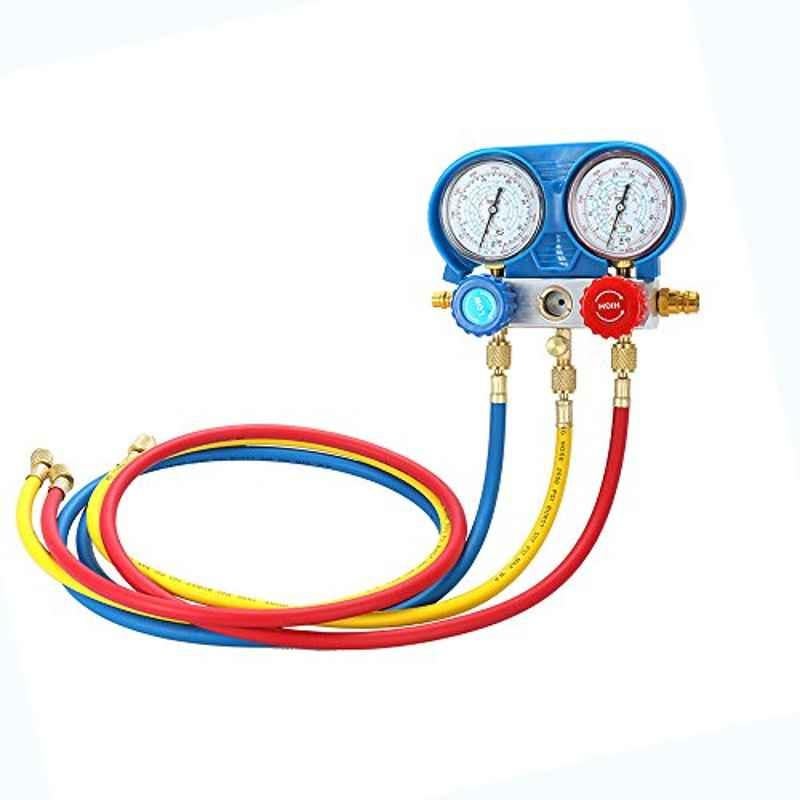 Honeytecs Car Air Conditioning Refrigerant Freon Double Valve Pressure Gauge