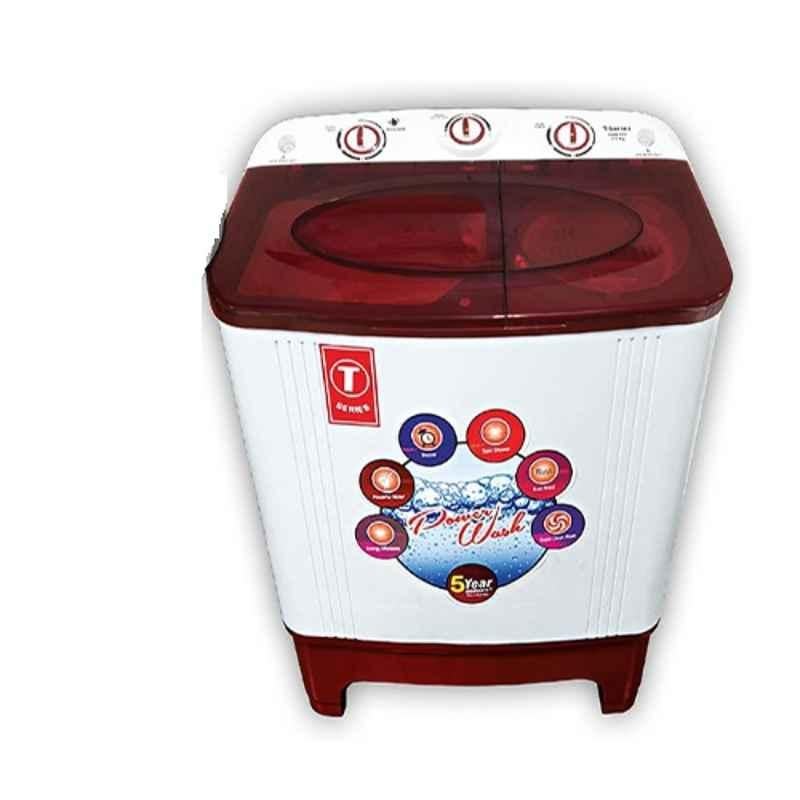 T-Series TWM -X70 7kg Plastic White & Brown Twin Tub Semi Automatic Washing Machine