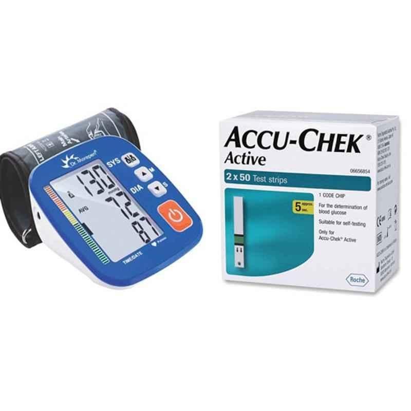 Dr. Morepen BP-02-XL Blood Pressure Monitor & Accu-Chek Active 100 Test Strips