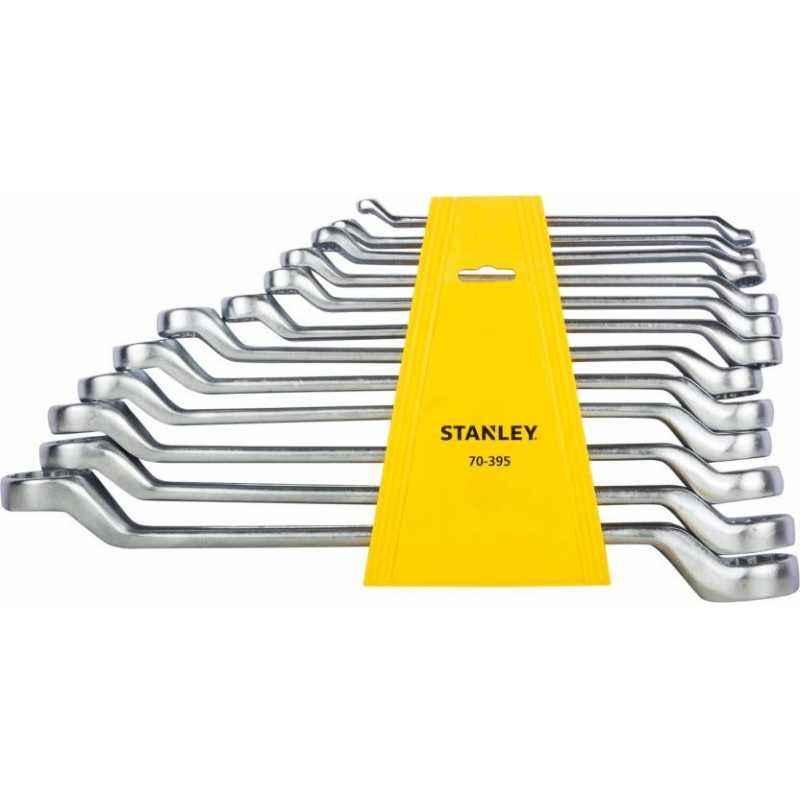 Stanley 12 Pcs CRV Steel Shallow Offset BI-Hex Ring Spanner Set, 70-395E