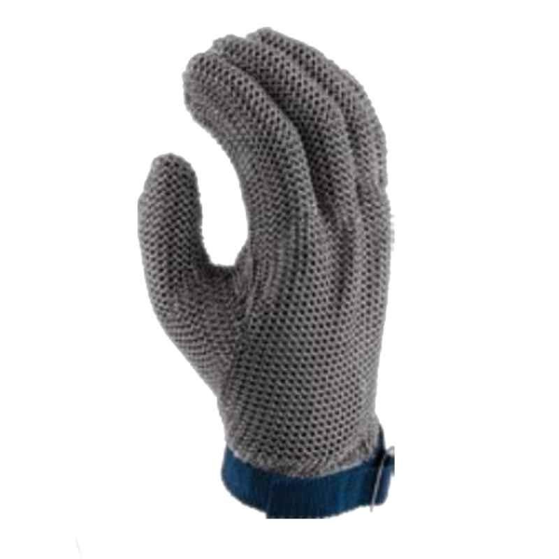 Techtion Iron Mate Cutpro Stainless Steel Metal Mesh Safety Gloves, Size: M, Silver