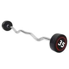 GYM24 Equipment 35kg Virgin Rubber Black Curl Rod Dumbbell