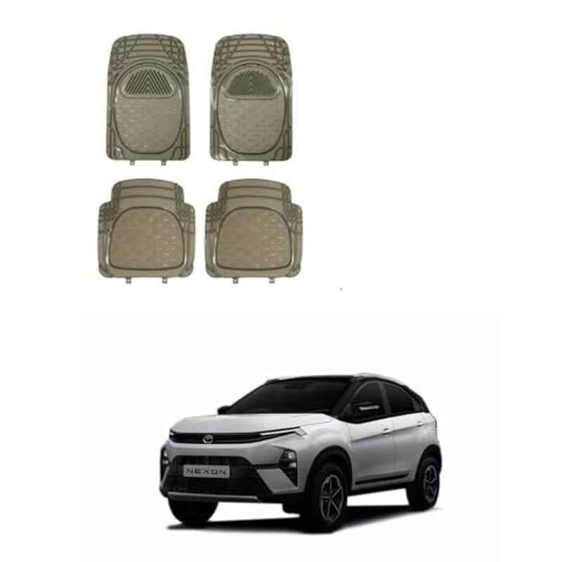 Kozdiko 6204 4 Pcs Rubber & PVC Smoke Car Foot Mat Set for Tata Nexon Facelift (2023-Present)