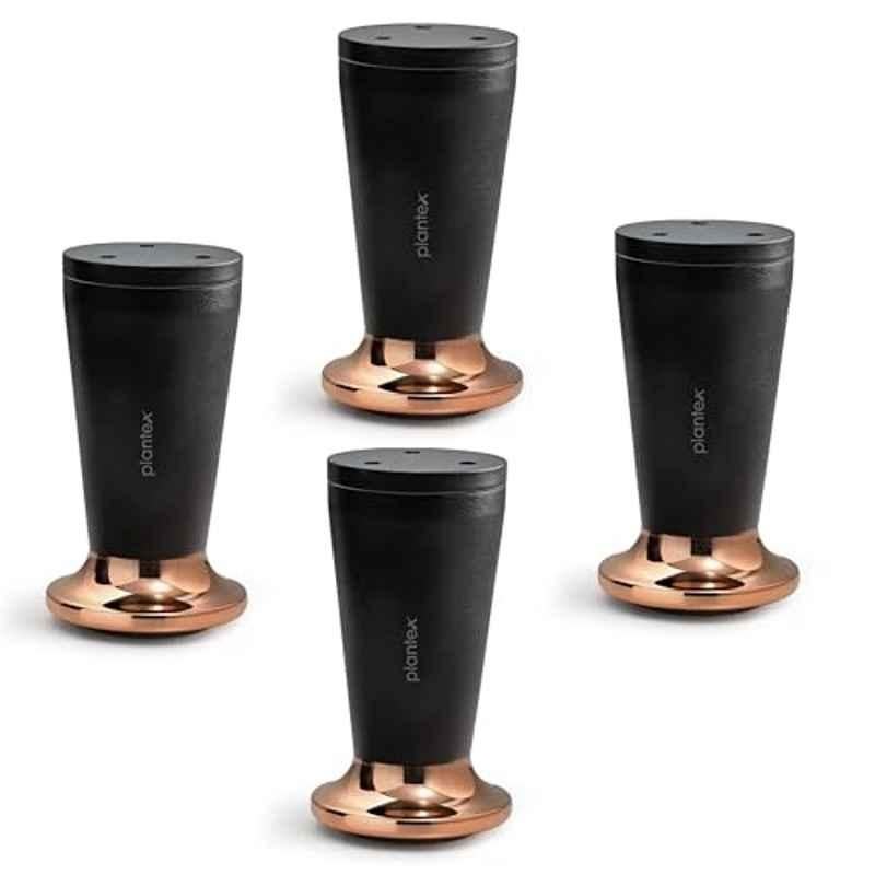Plantex 4 inch Aluminium Black & Rose Gold Sofa Legs with Rubber Grip, DTS-87 (Pack of 4)