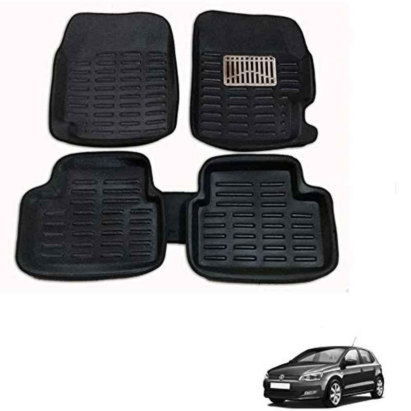 Kozdiko Thermoplastic Elastomer Black 3D Car Floor Mat Set for Volkswagen Polo Skoda Rapid