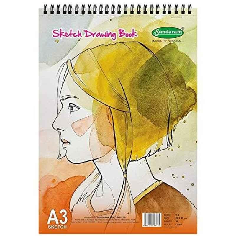 Sundaram A3 36 Pages Sketch Drawing Book, D-8 (Pack of 2)