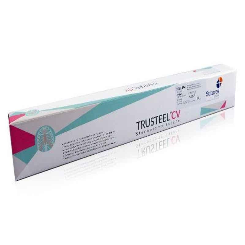 Trusteel 12 Foils 6 USP 45cm Stainless Steel 1/2 Circle Conventional Cutting Sternotomy Suture Box, TS 654 P4