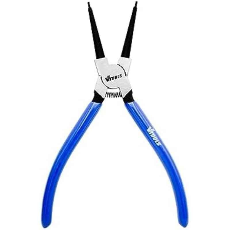 VTOOLS 7 inch Carbon Steel Black & Blue External Circlip Plier with Straight Tips, VT2155