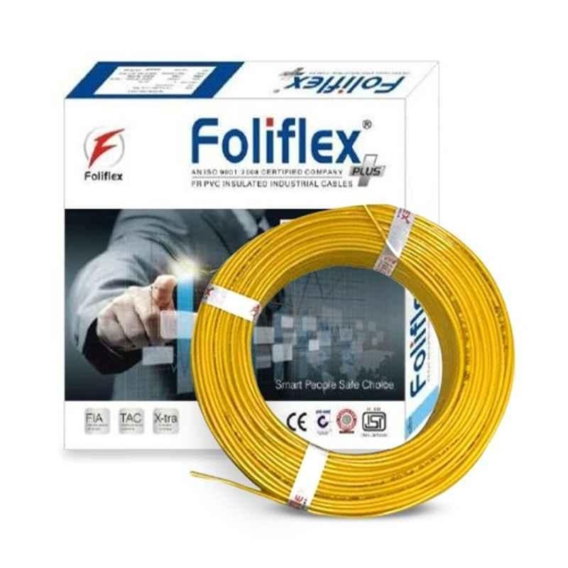 Foliflex Plus 4 Sqmm Yellow Single Core FR Multistrand PVC Flexible Wire, Length: 90 m