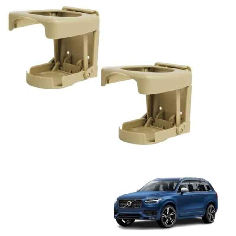 Kozdiko Plastic Beige Foldable Car Drink Holder for Volvo XC90 (Pack of 2)