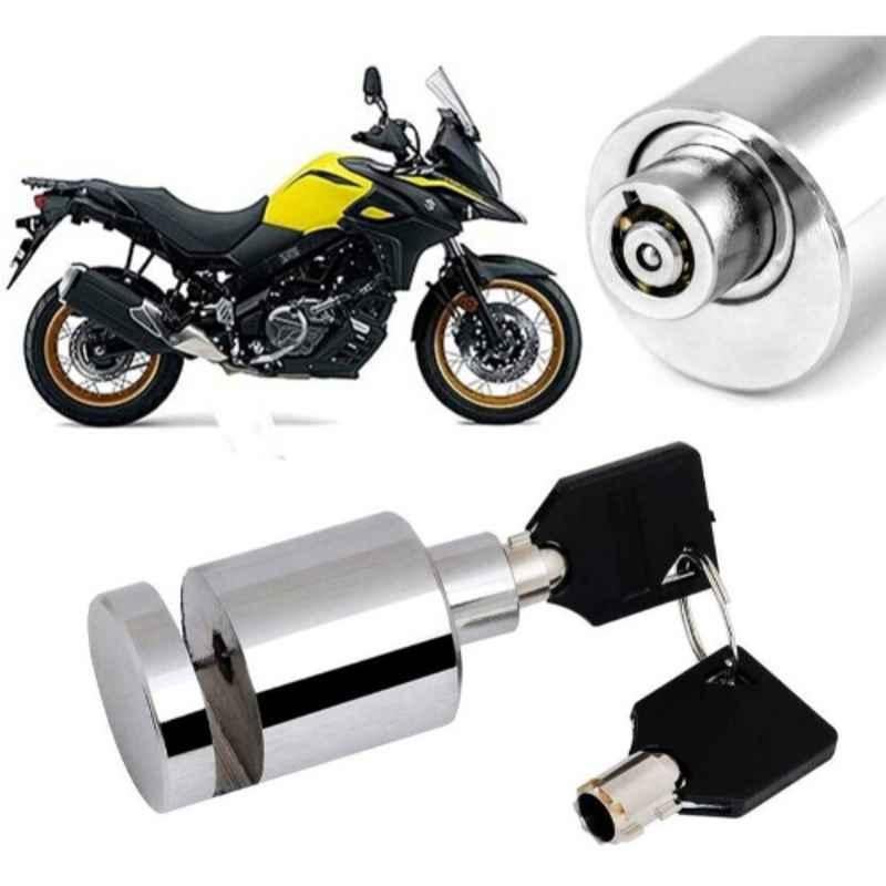 Auto Pearl Stainless Steel Silver Heavy Duty Anti Theft Motorcycle Disc Brake Lock, Lock-431