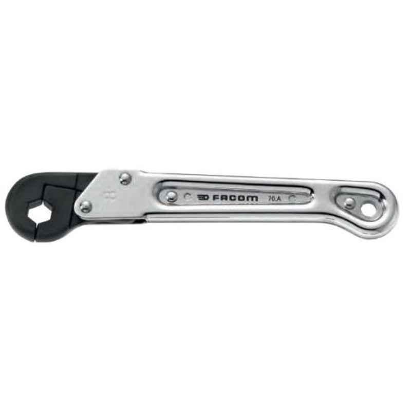Facom 10mm Satin Chrome Finish Straight Flare Nut Wrench with Metric Web, 70A.10