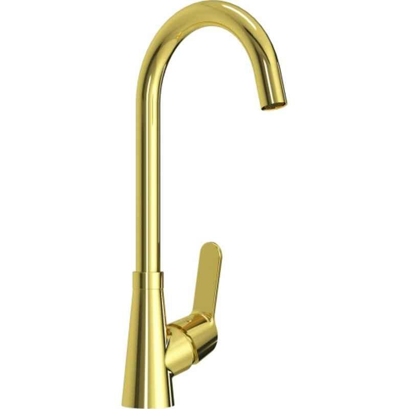 Kludi Rak Peak 1/2 inch Brass Gold DN15 Single Lever Sink Mixer, RAK18004.GD1