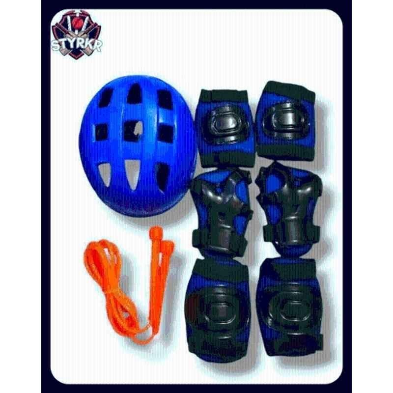 STYRKR Plastic & EVA Foam Royal Blue Kids Protective Skating Guard Kit (Medium) With Skipping Rope Skating KitKIT-1103
