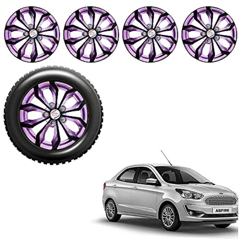 Auto Pearl 4 Pcs 14 inch ABS Black & Violet Car Wheel Cover Set for Ford Aspire 2019