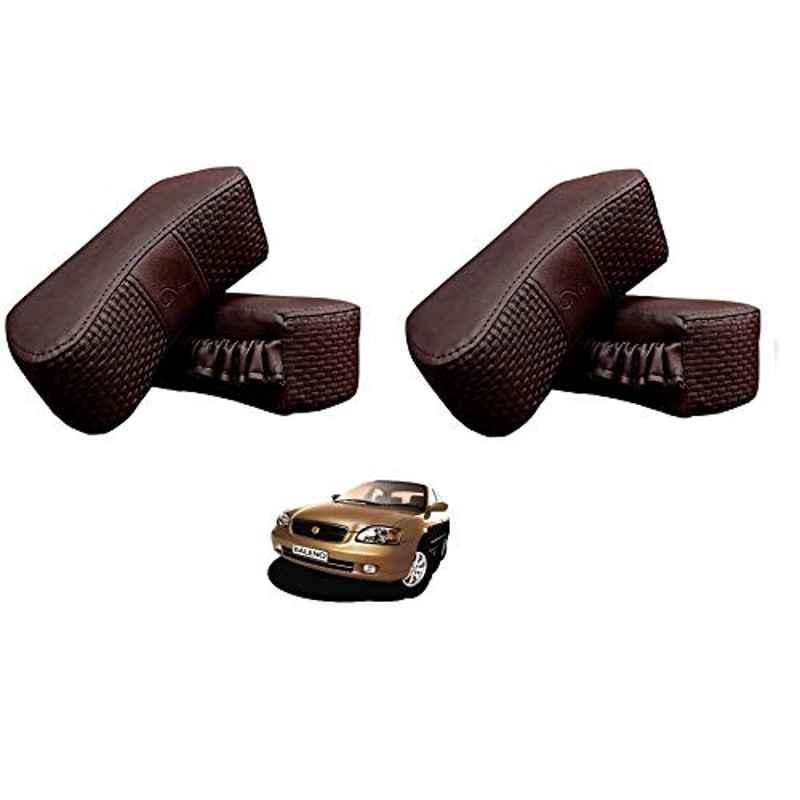 Kozdiko 4 Pcs CV Designer Cola Leatherite Neck Rest Car Cushion Pillow Set for Maruti Suzuki Baleno