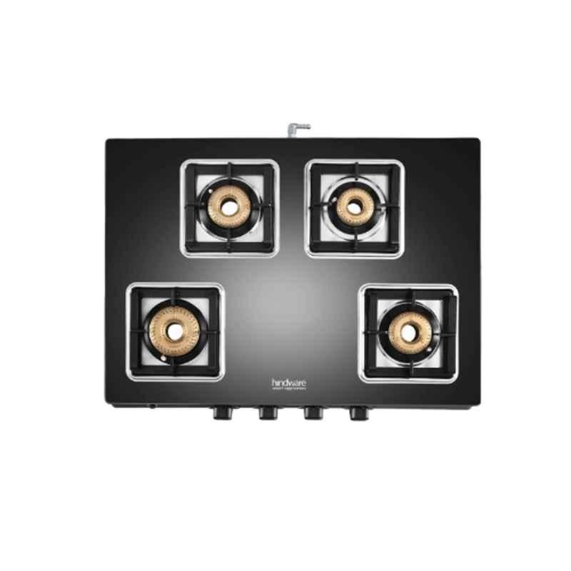 Hindware Arsenio Plus 4B Glass Top Cooktop with 4 Brass Burner & Manual Ignition, CT 100235