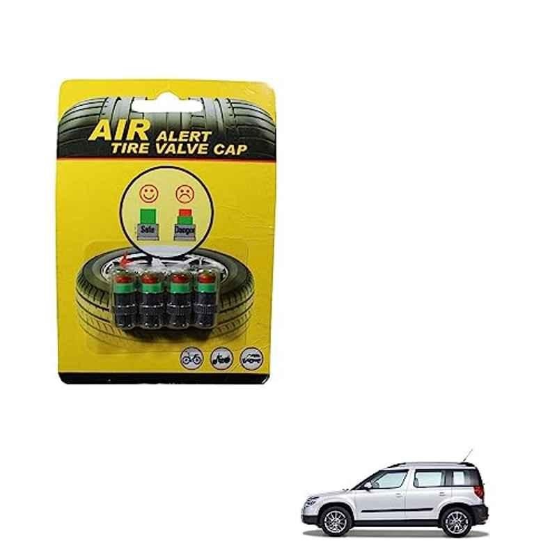 Kozdiko 4 Pcs Plastic Air Pressure Alert Car Tyre Valve Caps Set for Skoda Yeti