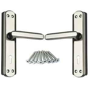 Onjecx 2 Pcs 7 inch Alloy Steel Black & Silver Mortise Door Handle Set, S05MBS