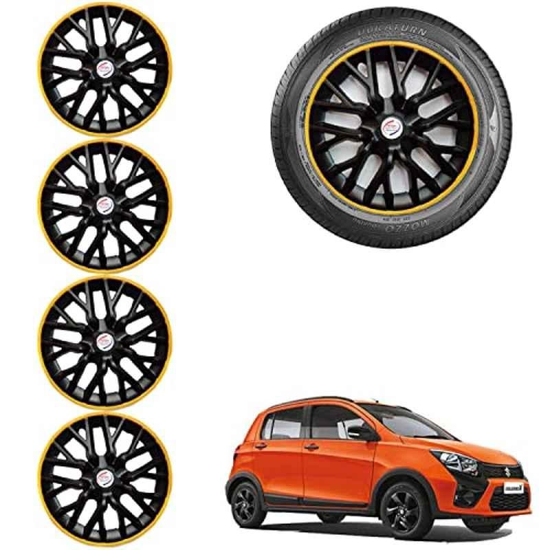 Auto Pearl 4 Pcs 14 inch ABS Black & Yellow Car Wheel Cover Set for Maruti Suzuki Celerio X