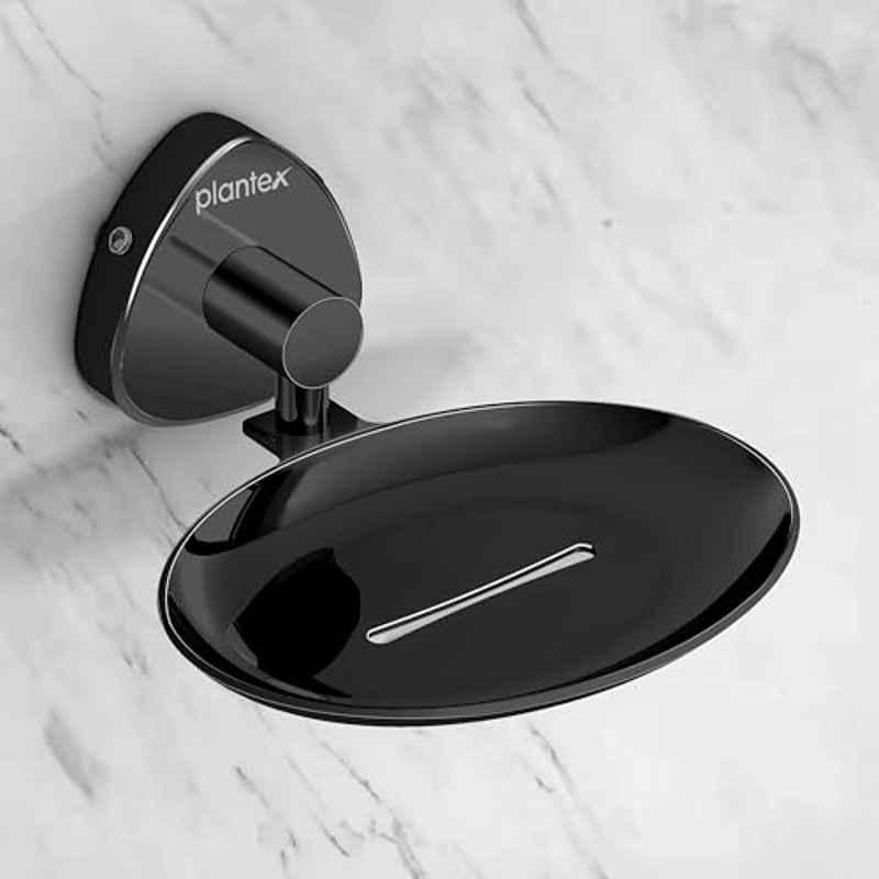 Plantex Stainless Steel Wall Mounted Soap Holder for Bathroom/Soap Holder for Kitchen/Soap Stand for Bathroom/Bathroom Accessories PVD Black Finish Angel