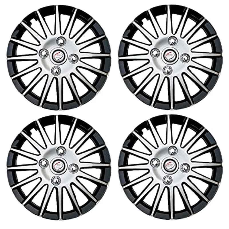 Auto Pearl 4 Pcs 14 inch ABS & Plastic Silver & Black Press Type Fitting Car Wheel Cover Set for Mahindra Varito
