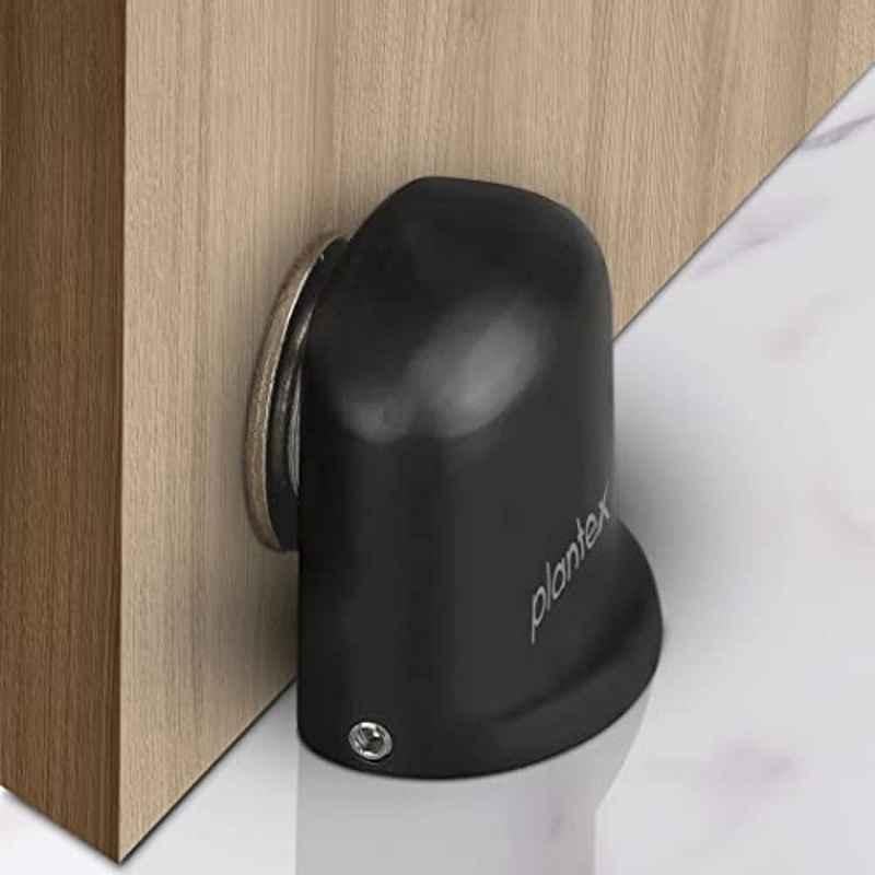 Plantex Magnetic Door Stopper for Home/Door Holder for Main Door/Floor Mounted Soft Catcher to Hold Wooden/Glass/PVC Door/Stops for Door (Pack of 4) 193-Black