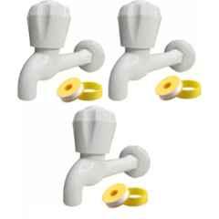 Senkiddpro 3 Pcs PVC White Long Body Tap with 3 Pcs Teflon Tape Combo