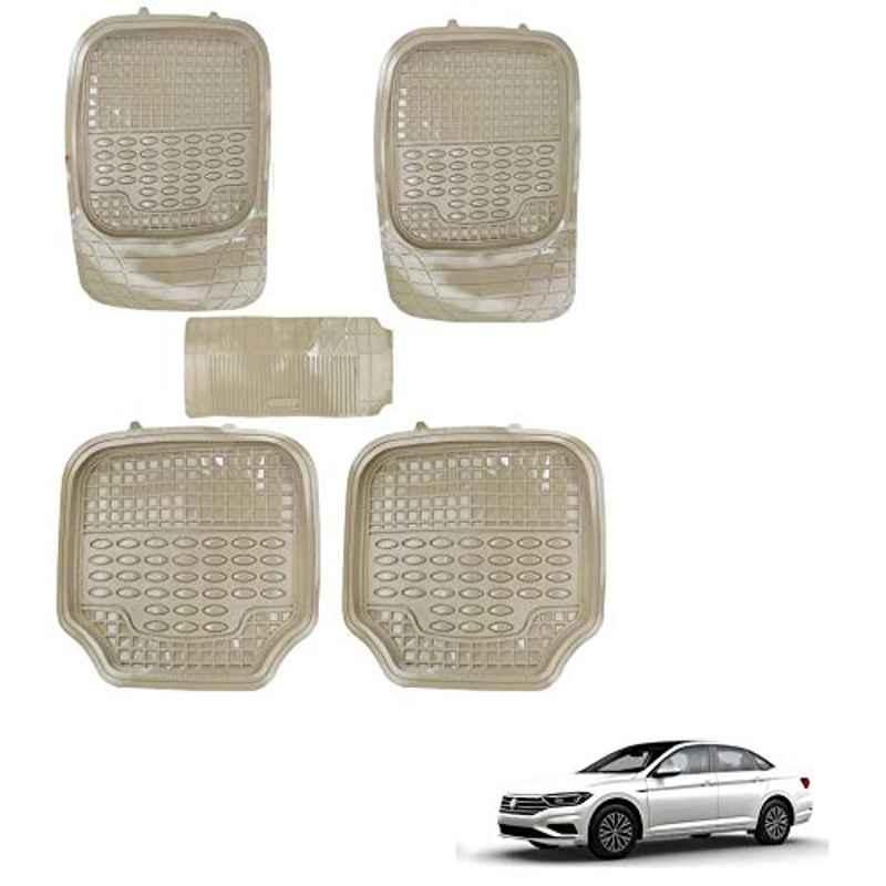 Kozdiko 5 Pcs 4G Beige Rubber & PVC Heavy Car Foot Mat Set for Volkswagen Jetta 2015-Present, koz_81188