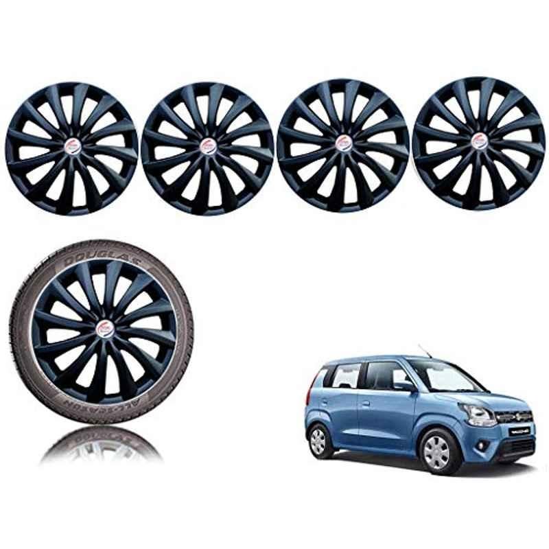 Auto Pearl 4 Pcs 14 inch Black ABS Press Type Hubcap Wheel Cover Set with Retention Ring for Maruti Suzuki WagonR2019