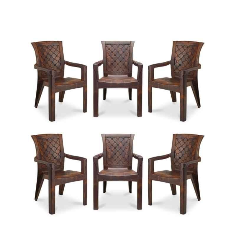 Maharaja Dabang201 580x530x890mm Plastic Teakwood Armrest Chair for Home (Pack of 6)