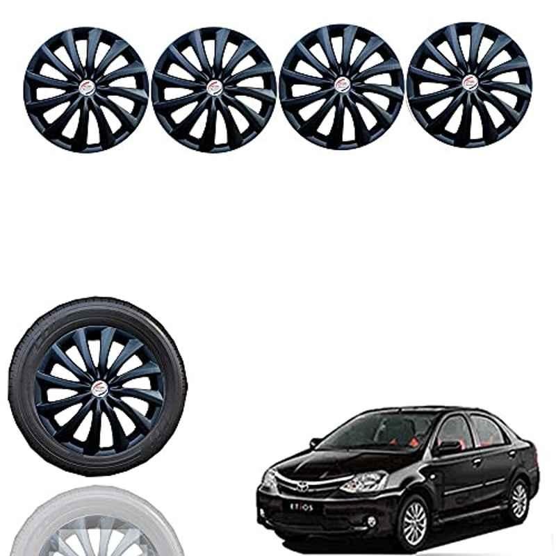 Auto Pearl 4 Pcs 14 inch Black Press Fitting Wheel Cover Set for Toyota Etios
