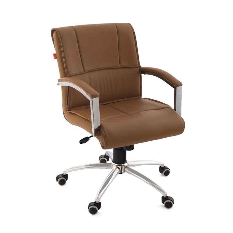 Da Urban Milan Beige Mid-Back Swivel Ergonomic Leatherette Padded Desk Computer Office Chair with Armrests