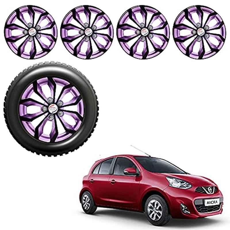 Auto Pearl 4 Pcs 14 inch ABS Black & Violet Car Wheel Cover Set for Nissan Micra