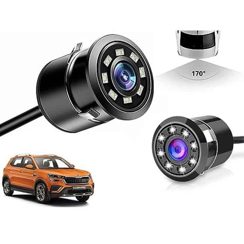 Auto Pearl 8 LED Black Waterproof & Shockproof HD Night Vision Car Reverse Parking Camera for Skoda Kushaq