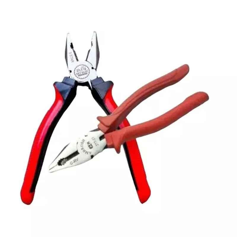 Sky Blue 2 Pcs 8 inch Multicolour 2 Cutting Wire False Piece Lineman Plier Combo, SBE262