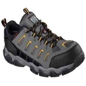 Skechers Blais 77051 Synthetic Leather Steel Toe Dark Grey Work Safety Shoes, Size: 7