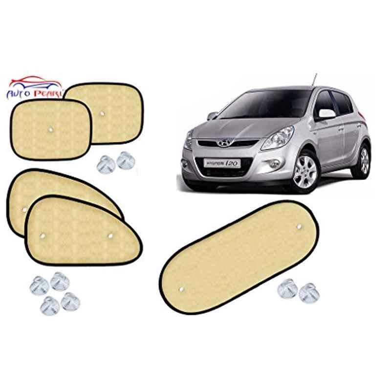Auto Pearl 5 Pcs PVC & Mesh Beige Window & Rear Sun Shade Set for Hyundai i20 Type 1