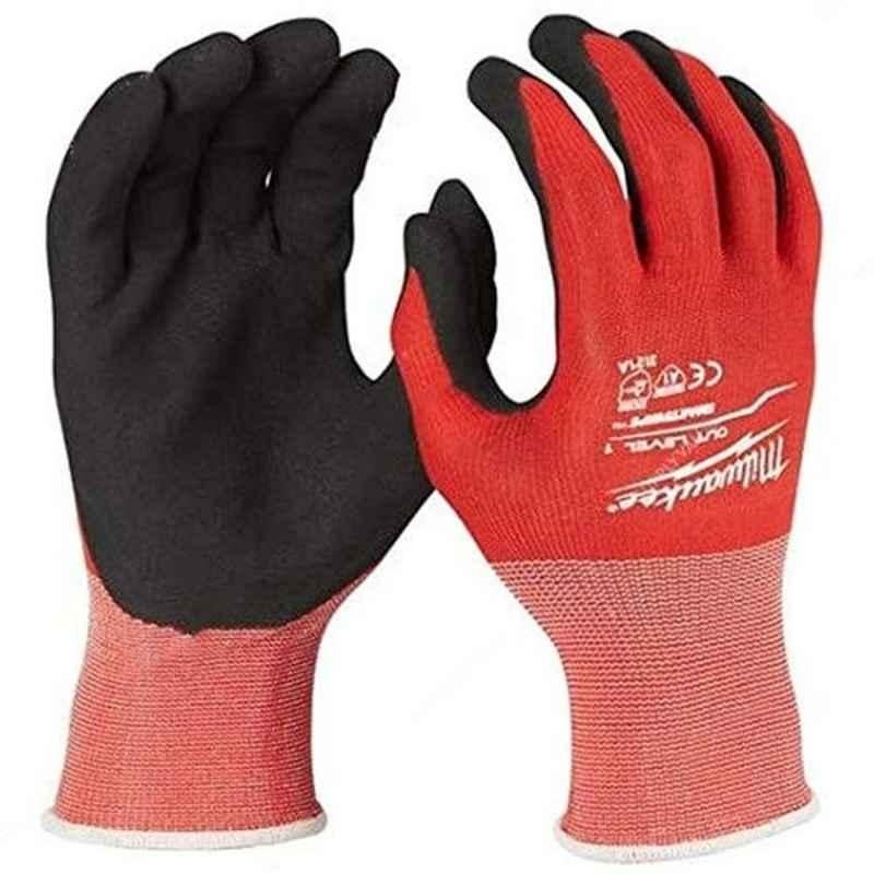 Milwaukee 4932471419 Nitrile Red Cut Level 1 Dipped Gloves, Size: 2XL