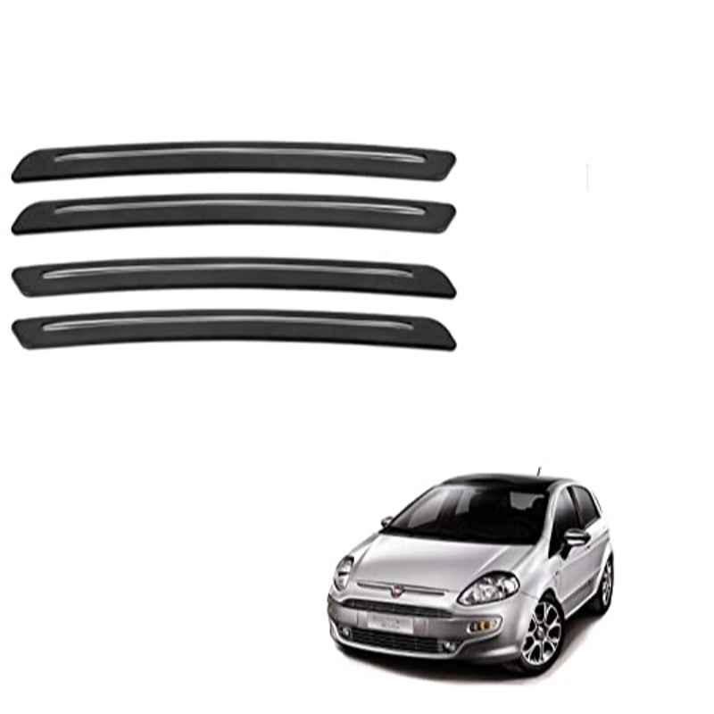 Kozdiko 4 Pcs Rubber Black Car Bumper Protector Set with Chrome Strip for Fiat Punto Evo