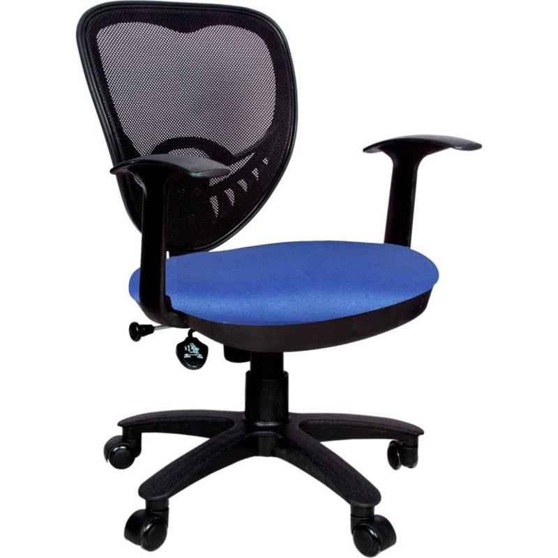 Chair Garage PU Leatherette Black & Blue Adjustable Height Office Chair with Back Support, CG103 (Pack of 2)
