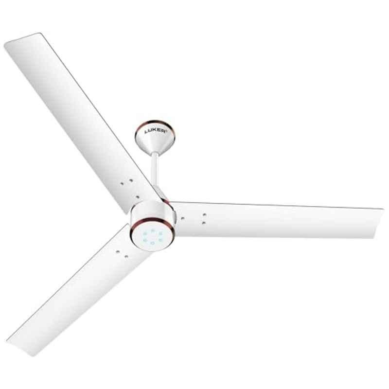 Luker Crown 32W 350rpm White & Copper 5 Star 3 Blade BLDC Ceiling Fan with Remote & 3 Years Warranty, Sweep: 1200 mm