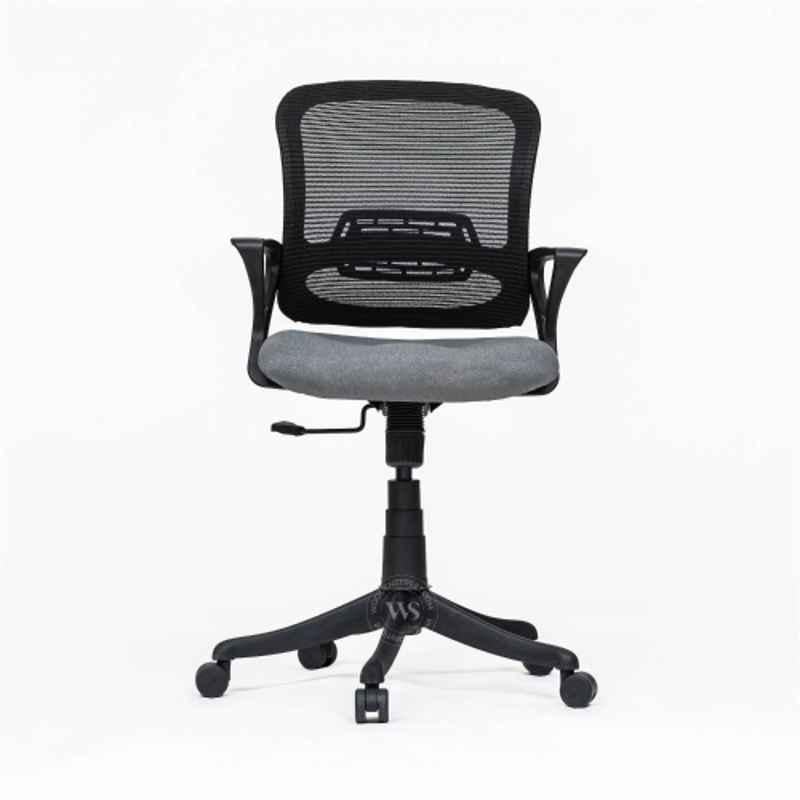 OfficeArray Aquila Grey Medium Back Armrest Mesh Office Chair with Lumbar Support