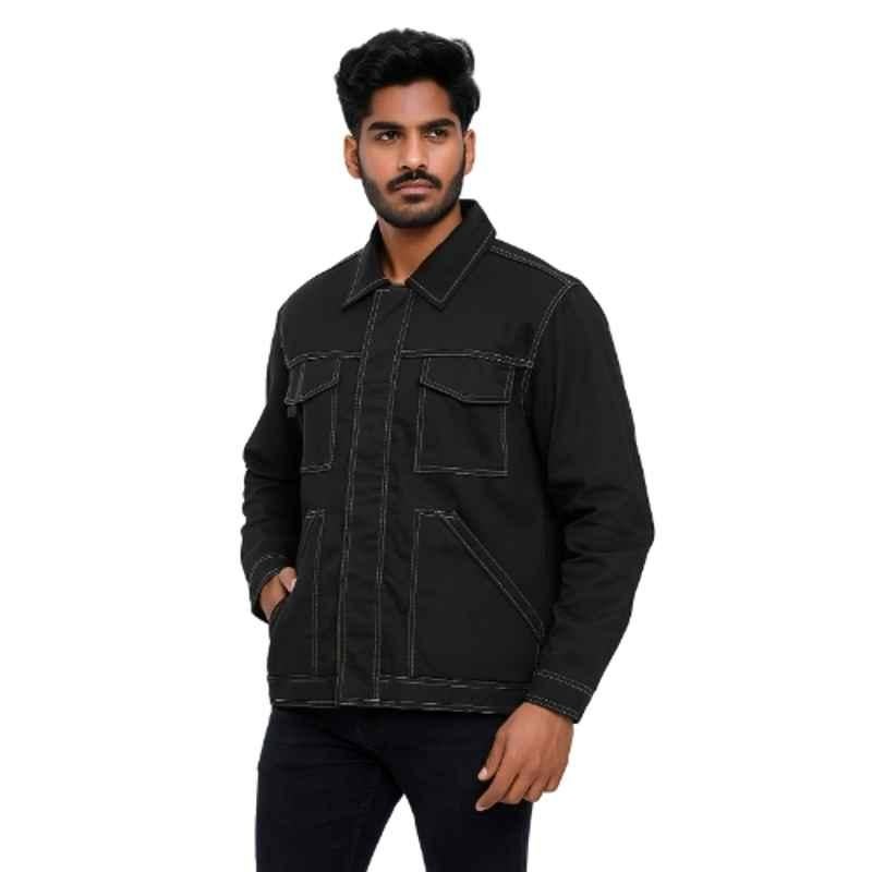 Atacama Entro Poly Cotton Blend Twill Black Industrial Work Jacket, AWJ002BK, Size: 3XL