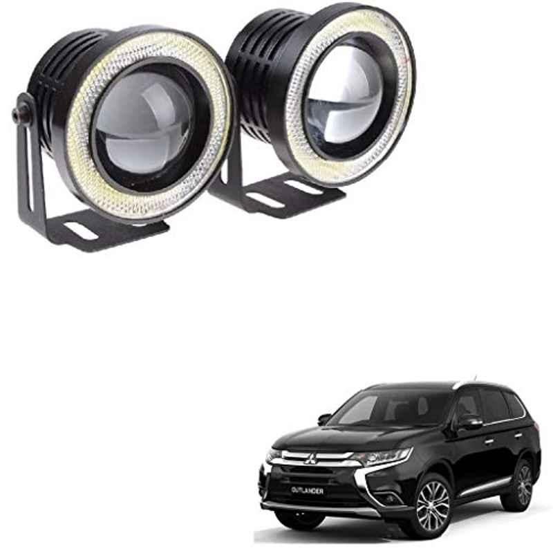 Kozdiko 2 Pcs 15W 3.5 inch High Power White LED Projector COB Fog Light Set with White Angel Eye Ring for Mitsubishi Outlander, koz_72538