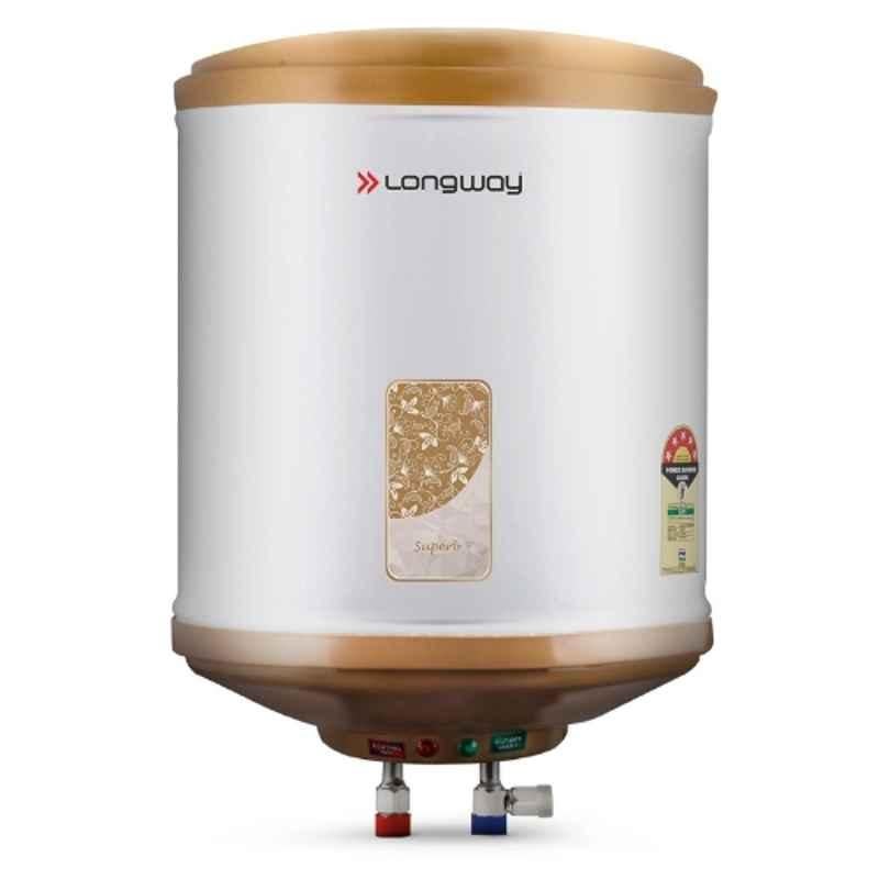 Longway Superb 6 Ltr 5 Star Rated Automatic Instant Water Heater for Home, Water Geyser, Electric Geyser with Multiple Safety System & Anti-Rust Coating (Ivory, 6 Ltr)