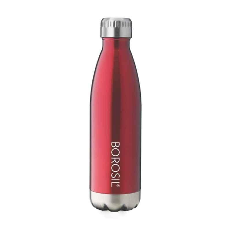 Borosil Bolt 750ml Stainless Steel Trans Red Vacuum Insulated Flask Water Bottle, FGBOL0750RD
