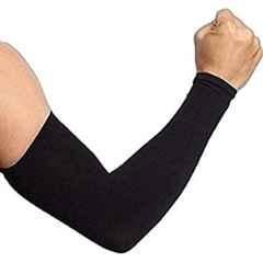 AOW Unisex Stretchable Fingerless Arm Protection Sleeves for Driving, Biking, Cycling (Black, Free Size) A-24